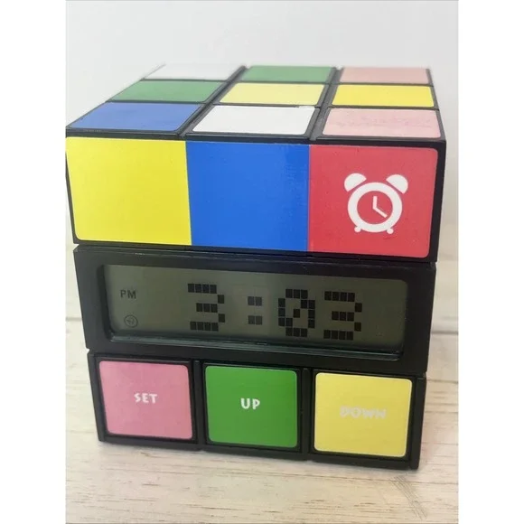 Rubik's Cube Digital Clock Calendar Temperature Alarm Tested Works VINTAGE - Picture 2 of 6